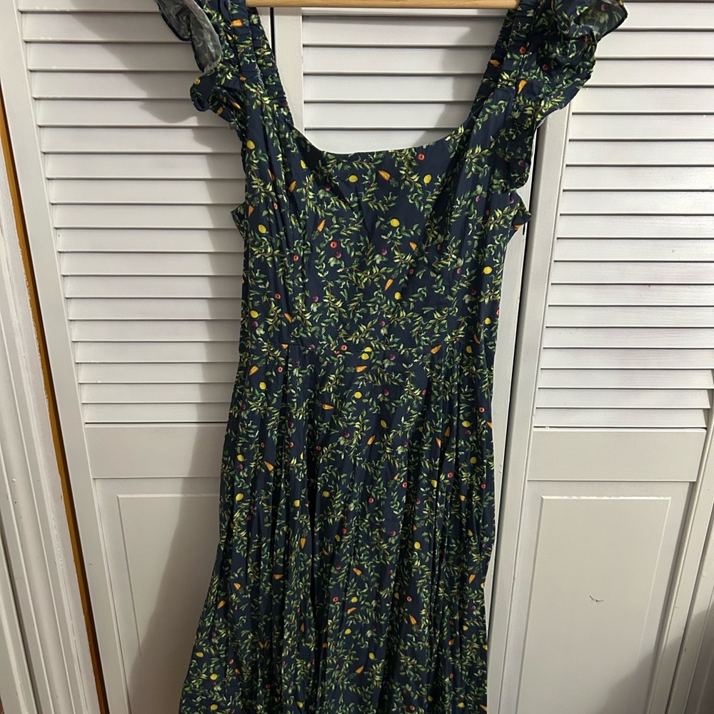 Hill House Dark Blue Floral Midi Dress